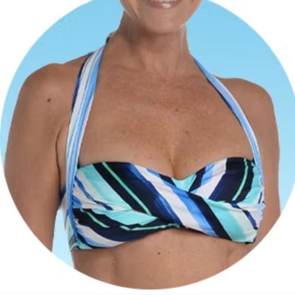 Sonnet Shores Blue and White Striped Bikini Top with Knot Detail Size 8